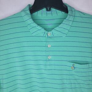 B Draddy Polo Shirt Mens 2XL Striped Green Short Sleeve Pima Cotton